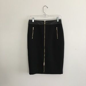 Ann Taylor Black Pencil Midi Skirt